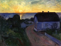 lonequixote:  Sunrise in AsgardstrandÂ ~Â Edvard Munch 