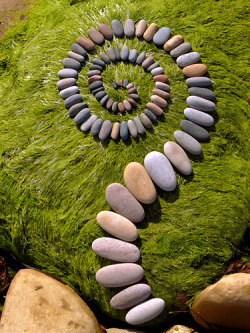 asylum-art:  Dietmar Voorworld is an artist who takes rocks, pebbles and leaves he finds in nature and turns them into memorable pieces of circular land art.   