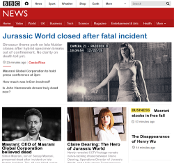 clairefreakingdearing:  Jurassic World + fake news site [inspiration]