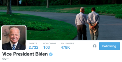 allonsyforever:  I like how our vice president’s twitter header is a picture of him and Obama taking a romantic walk in a park