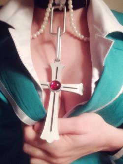 nsfwfoxyden:  A little cleavage teaser of my Moka with the Rosario. I’m so in love with this necklace! :)Thanks so much to the sponsor for getting one of my longtime dream cosplays off my wishlist! &lt;3For any curious critters like myself here is