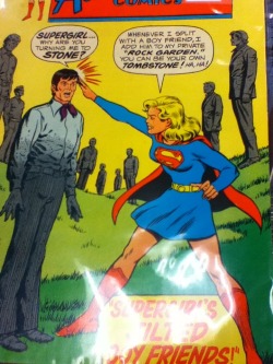 portmanteaurian:Discovered some AMAZING old supergirl comics at the bookshop (not pictured: the one where she incites a riot at a women’s prison or the one where she’s the only girl in her college class not wearing a costume for Supergirl Day)