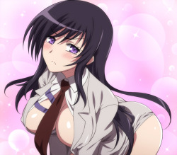 ecchi-hentai-heaven:  Sonan Kyouko being busty as usual xD She looks damn sexy in this picture and the resistance in her to not strip down is pretty cute as she in the end does strip. I want to see if she completely strips for us in the anime.