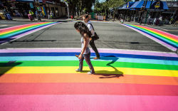 imstillnotnude:  carry-on-my-wayward-nun:  bakrua:  obscurer:   this year in Vancouver they painted rainbow crosswalks for PRIDE, turns out the city loved them so much they are keeping them permanently! I found out about this and thought it was so cool