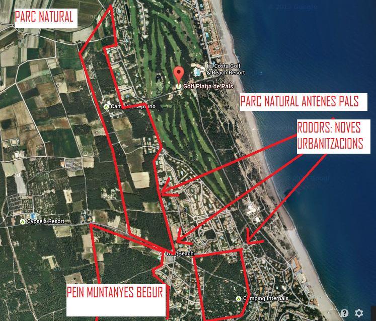 Urbanització a les pinedes sobre dunes Rodors 1, Rodors 2 i Rodors 3, amb 142.064 m2 que comportarà la total desaparició d’aquest hàbitat d’interés comunitari prioritari.