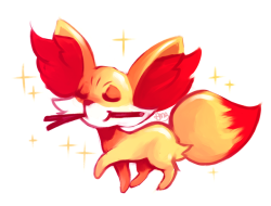 little-amb: Little Fennekin proudly carrying a handsome stick!I drew this for a friend, since she planted this idea in my head &amp; she’s planning on getting a tattoo more or less based on this in the future! Wouldn’t that be cool!!Enjoy the little