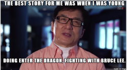 sourcedumal:  pumpkinthot:  freshmouthgoddess:  fhoantells:  &ldquo;I just want Bruce Lee to hold me as long as he can.&rdquo; I’m dying. (imgur album)  Jackie Chan is us !!  best thing i’ve read all week  He lived the dream 