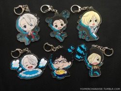 yoimerchandise: YOI x A3 Acrylic Keychains (Vol. 2) Original Release Date:June 2017 Featured Characters (3 Total):Viktor, Yuuri, Yuri Highlights:More dual versions of the main trio in one set, with one in costume and the other apparently highlighting…thei