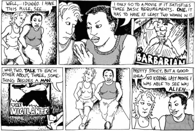 Imagen de la tira cómica llamada 'The Rule' que aparecía en la página 22 de 'Unas lesbianas de cuidado', en 1985