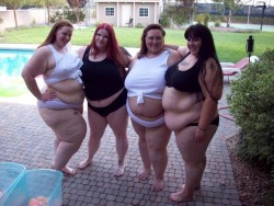 ssbbwfanatic:  twiggynightmare:  (left to right) BBW Gwen, Synful Dame, BBW Olivia, Vermillion  I am super jealous of who or whatever took this photo  I want to be in the middle of all those big gorgeous woman