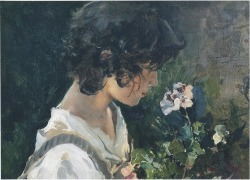  Italian Girl with Flowers - Joaquin Sorolla y Bastida 1886 