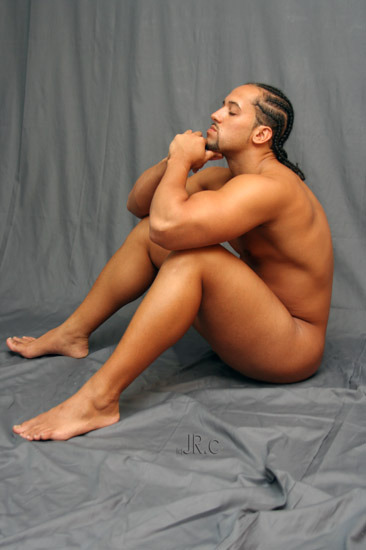 Black muscle nude male models