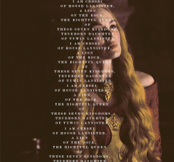aegontargareyen:  I am Cersei of House Lannister, a lion of the Rock, the rightful queen of these Seven Kingdoms, trueborn daughter of Tywin Lannister. And hair grows back. 