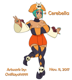 sliceofppai: onirayyo1991: Here’s my part of a Skullgirls-themed art trade I’m doing with @sliceofppai.Featuring Cerebella with “smol” Vice-Versa. I am very happy Jc chose her. :&gt; Thanks again for this! she looks awesome! :D 
