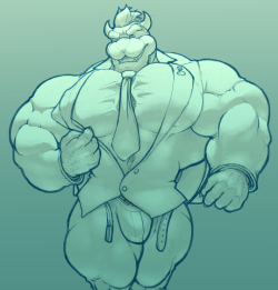 ripped-saurian:trying some highlighting on chesty bowser &lt;3