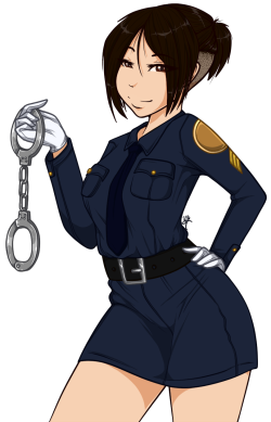Commission for Fen of *gasp* HUMAN PENNY!Still a cop cutie, ready to arrest your ass