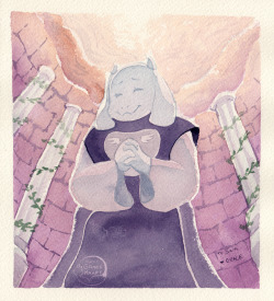 gracekraft:  A so-late-it’s-now-early birthday gift art for my pal @givememountaindew!  A sweet, smiling Toriel since she’s a fan of goat mom~ Undersketch included, along with the tape that turned pink in all the time I spent not finishing this piece.