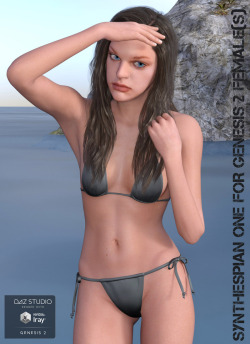 New character morph and materials for Genesis 2 by babbelbub! Synthespian means virtual actor or digital clone. This product was  carefully sculpted in zbrush to resemble a living person. She can play  any number of roles with ease. From romance to horror