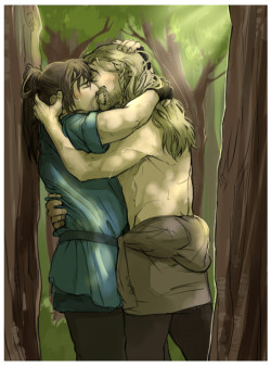 kaciart:  devbasaa answered: Intense Fili/Kili kiss after practice w/swords, hot, sweating, bare chest/loose shirts, kiss builds from tension of new discovered attraction 