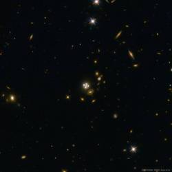 Four Quasar Images Surround a Galaxy Lens #nasa #apod #esa #hubble #quasar #star #galaxy #gravitaionallens #gravitaionallensing #intergalactic #interstellar #universe #expansion #darkmatter #gravity #space #science #astronomy