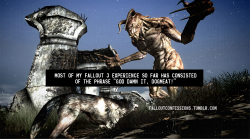 falloutconfessions:  “Most of my Fallout 3 experience so far has consisted of the phrase “God damn it, Dogmeat!”Fallout Confessions