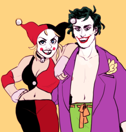 bumbleshark: DCU WRESTLING AU i have more i wanna do but i wanted to dive head first into harley quinn’s disastrous tag team duo. i didnt put a lot of work into the jokers design cuz i dont care about him tbh 