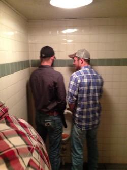 bccoastsurfer:  Two straight southern boys share a urinal at the local bar.  Yeah, dicks do get &lsquo;straight&rsquo; when they&rsquo;re hard.