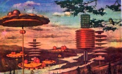 rollership:  madddscience:V. Burmistrov&rsquo;s 1960s image of a future Soviet city  Always knew &ldquo;The Jetsons&rdquo; was commie propaganda.