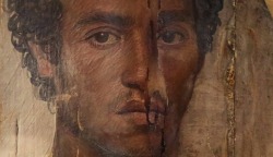 ancient-egypts-secrets: One of the two brothers represented in a Fayum portrait. He was quite a handsome man, if you ask me! Roman Period, 2nd Century AD   Egyptian Museum, Cairo.  The young men may have been warriors who died together. 