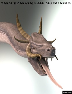  Ever  missed the ability to control the tongue of Dracolossus? This add on  comes with 12 pose control dials that enable you to completely control  the tongue of Dracolossus with ease.  This tongue control is compatible with Daz Studio 4.8  and is 30%
