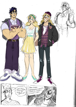 hermescostellos:last night pat and i came up with a phantom blood high school AU out of nowhere omg so i doodled during class…. jonathan is like…the really smart kid from a nice family, and speedwagon is a delinquent that gets like beaten up and saved