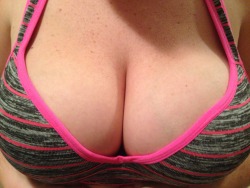 ablogformyboobs:  My new gym top might be a little too low cut  Too low cut? No such thing!