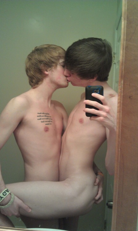 Naked boy kissing twink