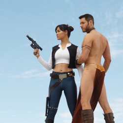 gaynerds: Genderswap Han Solo and Slave Leia cosplay Han: @america_young on Instagram Leia:  @dovemeir on Instagram  