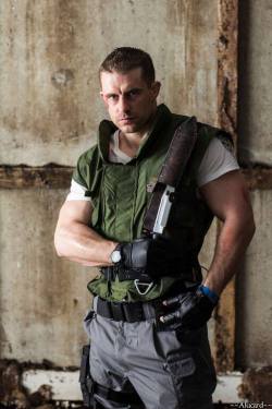 takeandfake:  Chris Redfield cosplayer (Chris Mason).  I also included one of him as Spartacus because his chest is just…well…good gawd dayum!!Facebook:   King Of The North Cosplays  https://twitter.com/ChrisMason316