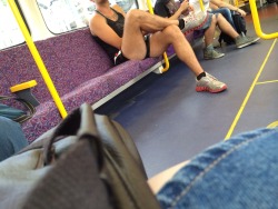 395.Â  Going somewhere?Â  Wear short shorts. hottiesinshorts:  Caught this little cutie on the train today. 