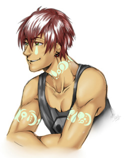 madelezabeth:  hey you know whats cool? fuckin white tats on dark skin. Dat shit is cool. :U Mizuki because I hadn’t ever drawn him. I’m kinda glad he doesn’t have a route in the game— I feel like it’s important for Aoba to have at least one