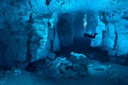 porn-gifs:  sixpenceee:  Ordinskaya, Russia The cave consists of over 3 miles of underwater chambers, and while it is possible to get lost, rest assured that seeing where you’re going won’t be an issue, the water is so clear that you can see up to