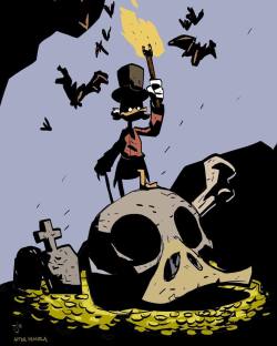 chriscopelandart:  tannertrue:  Drew this back in October when we were goofing around in the office doing Halloween themed #ducktales art. Apologies to Mike Mignola.  My boy went bananas with this double nod, one to the show he’s directing on Duck Tales