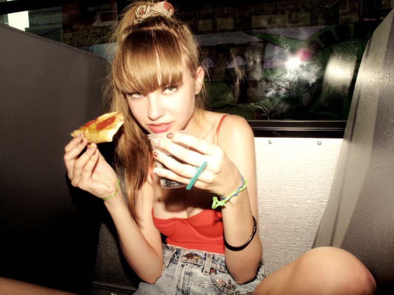 Girl eating pizza lingerie free sex