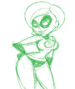 atomickingboo:  Here’s a sketch of Mrs. Incredible for tonight.  