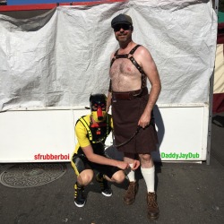 sfrubberboi:  Just some pics from #FolsomStreetFair! Thanks to @DaddyJayDub for holding my leash and @kinkyxpup for wearing fabulous heels! Arf! 