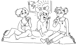 princess-autogynephilia:  sloppydraws:  the gang eats breakfast drawing on ms paint is so relaxing   [Patreon]     i love them   adorable