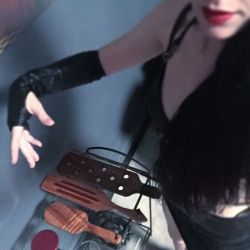 khunlatex:  goddesskiva:  Which #paddle will you get? #dominatrix #mistress #bdsmlifestyle #bdsm #sadistic #leather #ilovemyjob   Oh hubby …. this will not be a funny game … and that will be only the first warming up for me. The bullwhip will come