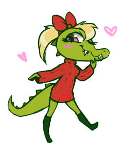oneeyedsheep: red sweater w/ an alligator cutie!~ &lt;3