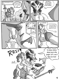 Page 4 of Two Horny Satyrs in Jungle Fever is here! The action is getting hot and steamy; that is, if you can make it out from these scribbles.Previous page: Page 3I’m actually impressed I’ve been consistently working on these. I usually get interest