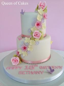cakedecoratingtopcakes:  Pretty summer flowers birthday cake by NerysQOC …See the cake: http://cakesdecor.com/cakes/147490-pretty-summer-flowers-birthday-cake