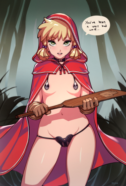 requiemdusk:  Riding Hood demands some spankings, now turn around.Full size available for ŭ Patrons or higher