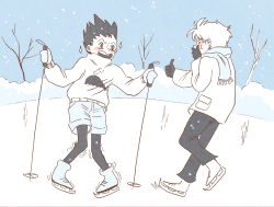 hxhsecretsanta:    To: guccci-good.tumblr.com/From: hedjMessage: Gon is trying his best!! next step: losing the ski poles. hopefully Killua will manage to keep from laughing too hard. HAPPY × HOLIDAYS, KRIS! :‘V this was my first time participating