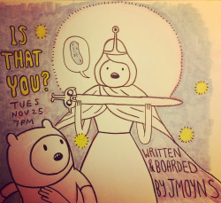 Is That You? promo by writer/storyboard artist Jesse Moynihan premieres Tuesday, November 25th at 7/6c. from Jesse: From my Instagram: “4 new eps of Adventure Time next week. Tues is an ep I boarded solo. I remember this was the episode that started
